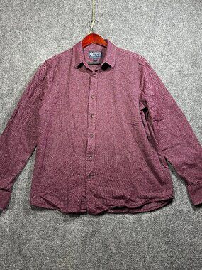 American Rag Shirt Mens Large Button Up Burgundy Cotton Long Sleeve